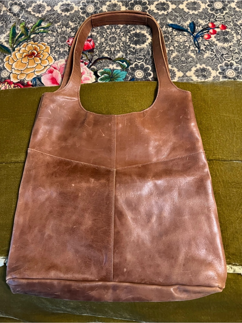 Raven + Lily Chestnut Brown Leather Shoulder Tote - Picture 6 of 10